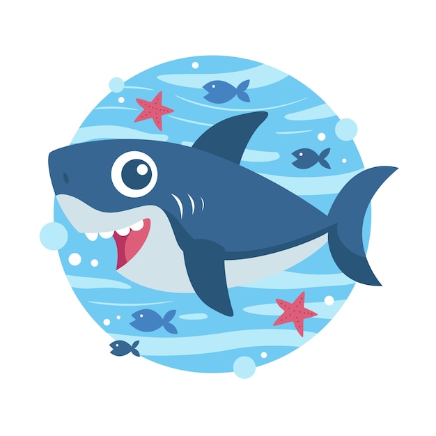 Download Baby shark in cartoon style concept | Free Vector