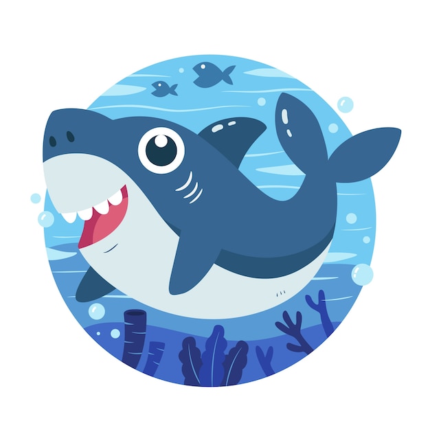 Baby shark in cartoon style concept | Free Vector
