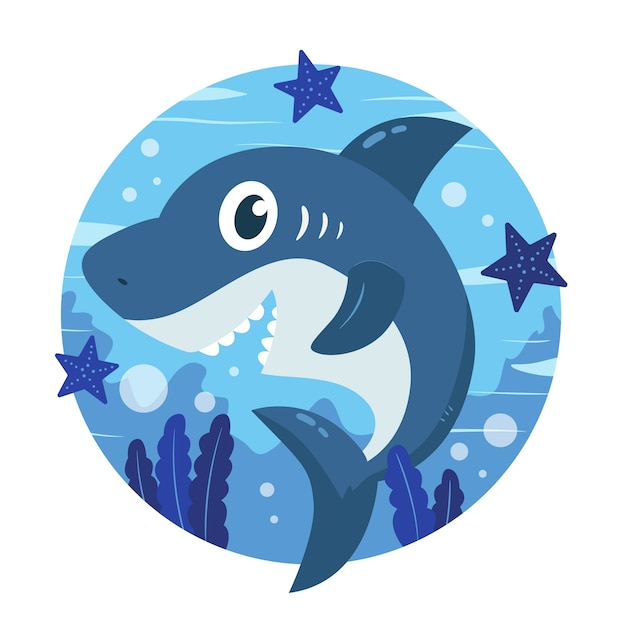 Download Baby shark in cartoon style concept | Free Vector