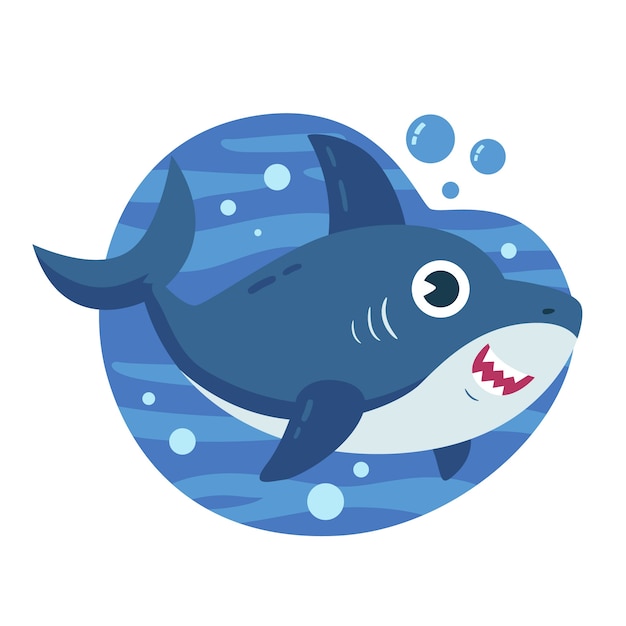 Download Baby shark in cartoon style concept | Free Vector