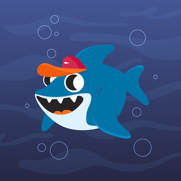 Download Free Vector | Baby shark in cartoon style theme