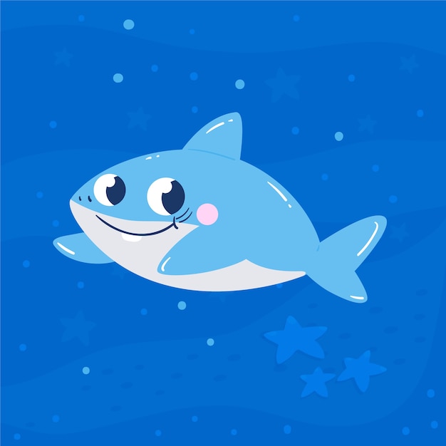 Download Baby shark in cartoon style | Free Vector