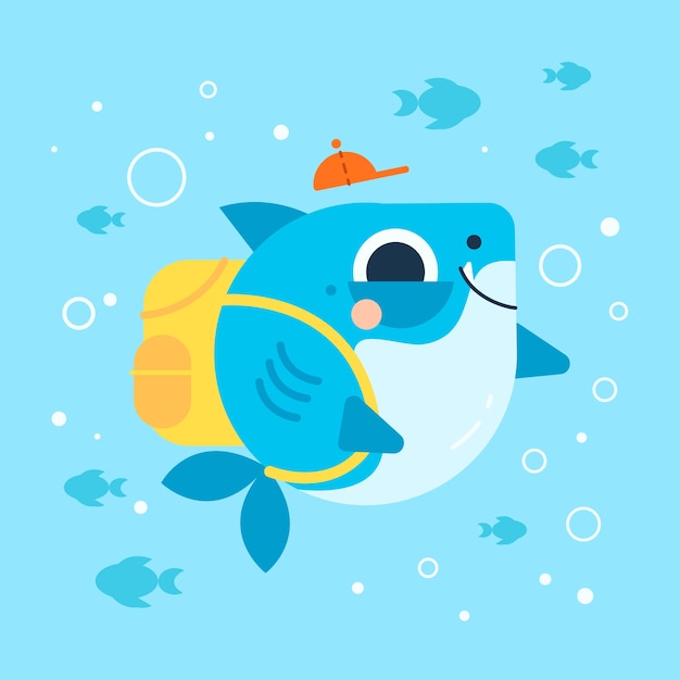 Baby shark in cartoon style | Free Vector