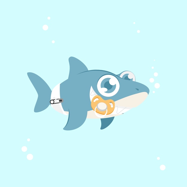 Download Baby shark with blue eyes | Free Vector