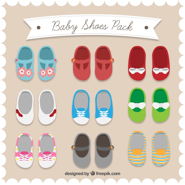Download Baby shoes pack | Free Vector