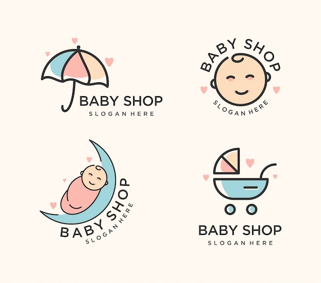 Download Free Baby Shop Logo Set Premium Vector Use our free logo maker to create a logo and build your brand. Put your logo on business cards, promotional products, or your website for brand visibility.