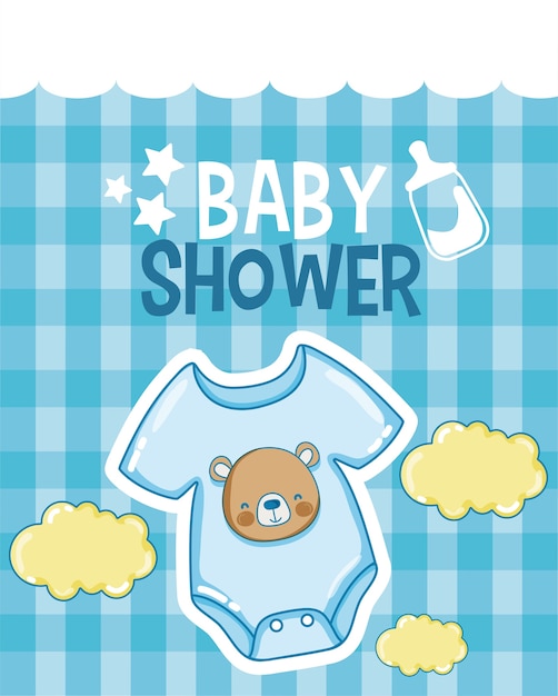 Baby shower blue card vector illustration graphic design ...