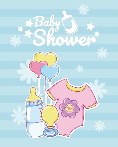 Download Baby shower blue card vector illustration graphic design | Premium Vector