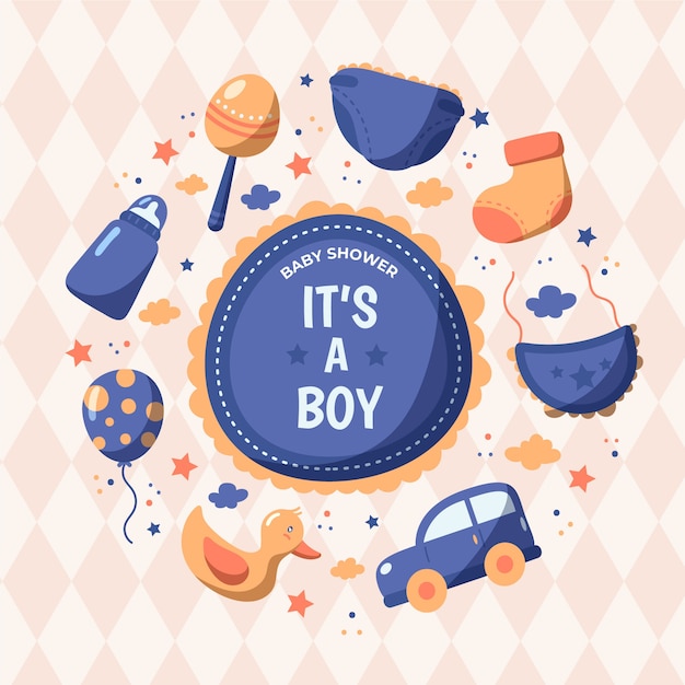 Premium Vector | Baby shower boy illustration