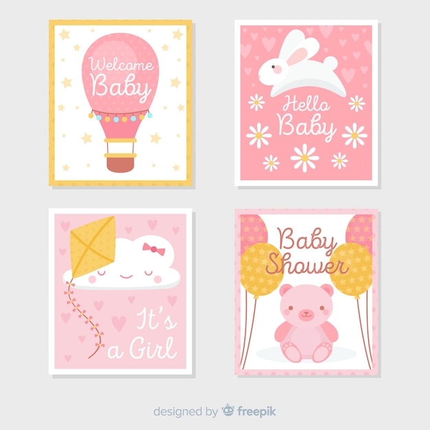 Download Baby shower card collection Vector | Free Download