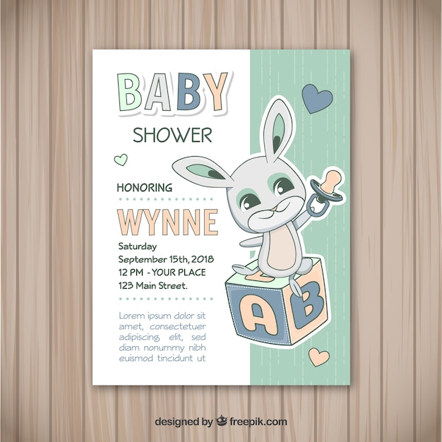 Download Baby shower card in hand drawn style | Free Vector