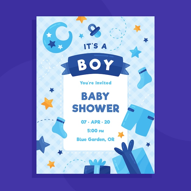 Free Vector Baby Shower Card Template For Boy