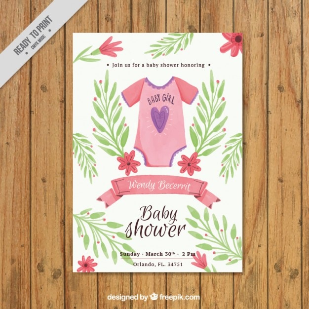 Download Free Vector | Baby shower card in watercolor effect