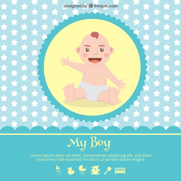Baby shower card with a baby
illustration