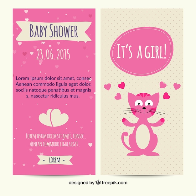 Baby shower card with a lovely cat