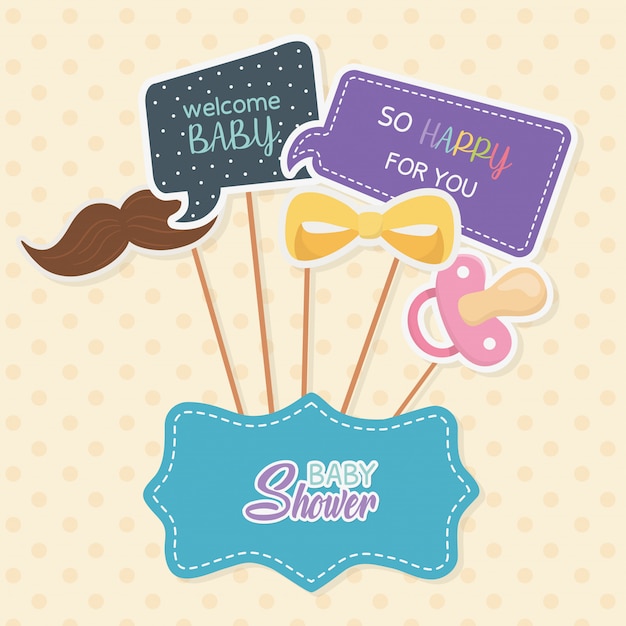 Download Baby shower card with accossories and messages in stick ...