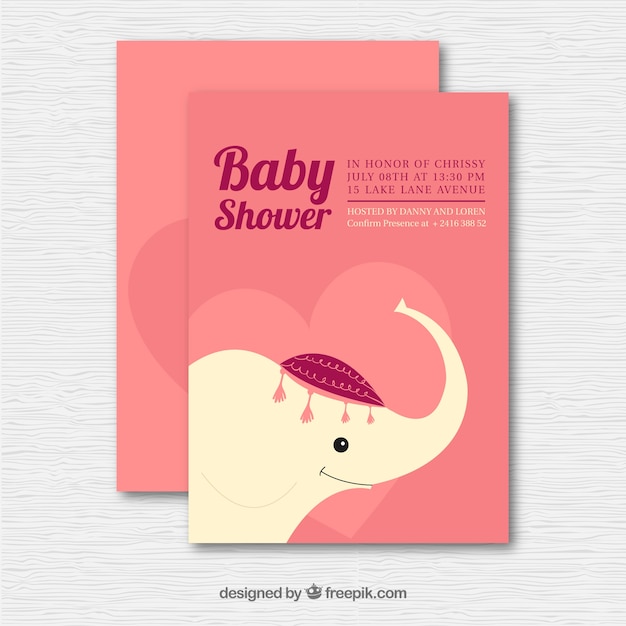 Baby shower card with an elephant