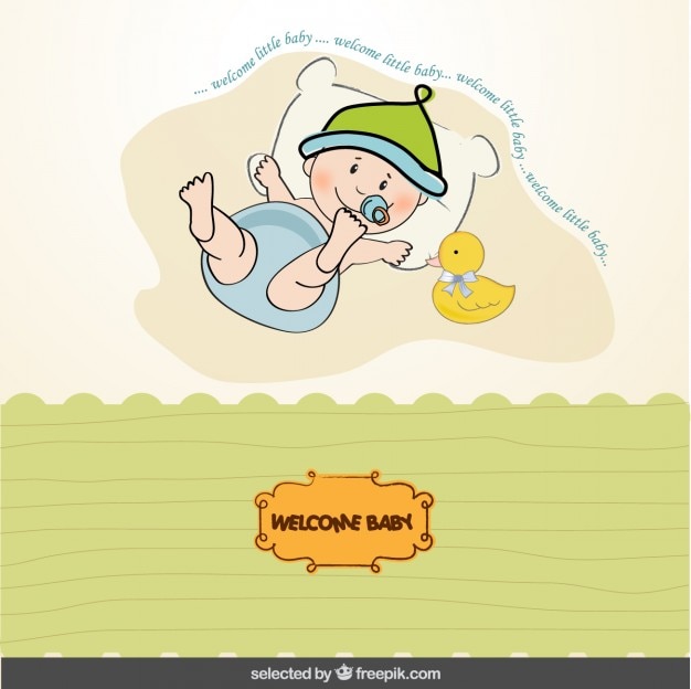 Baby shower card with baby and duck