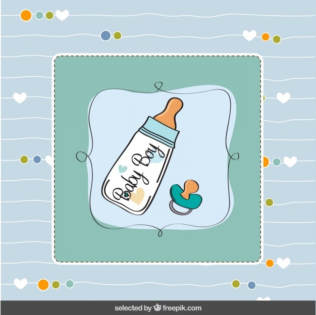 Baby shower card with baby bottle