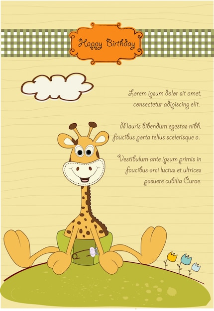 Download Baby shower card with baby giraffe | Premium Vector