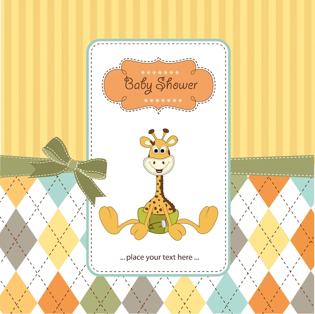 Download Baby shower card with baby giraffe | Premium Vector