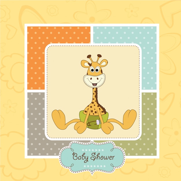 Download Premium Vector | Baby shower card with baby giraffe