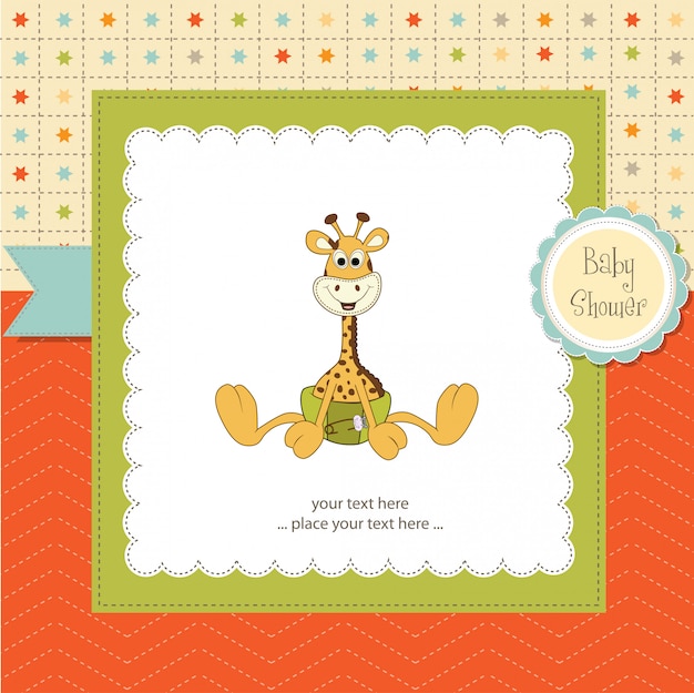 Download Baby shower card with baby giraffe | Premium Vector