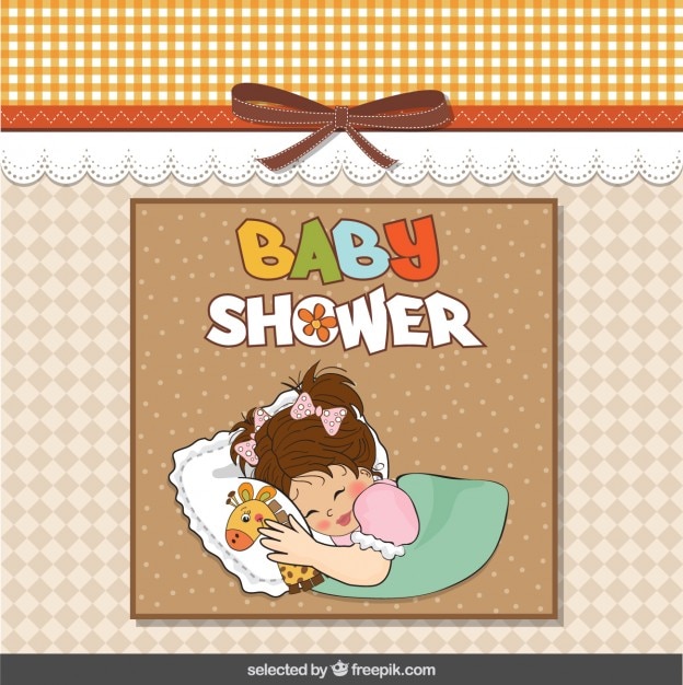 Baby shower card with baby hugging teddy