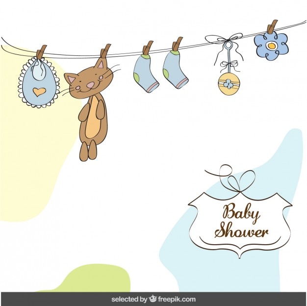 Baby shower card with baby things