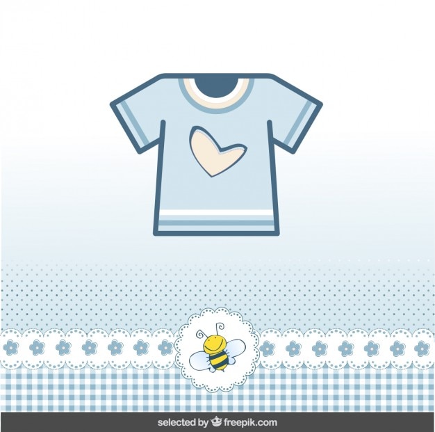 Download Free Vector | Baby shower card with blue t-shirt