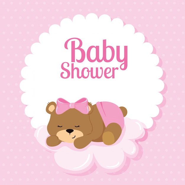 Premium Vector | Baby shower card with cute bear and cloud