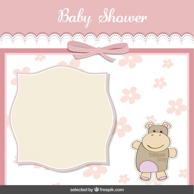 Free Vector Baby Shower Card With Cute Hippo