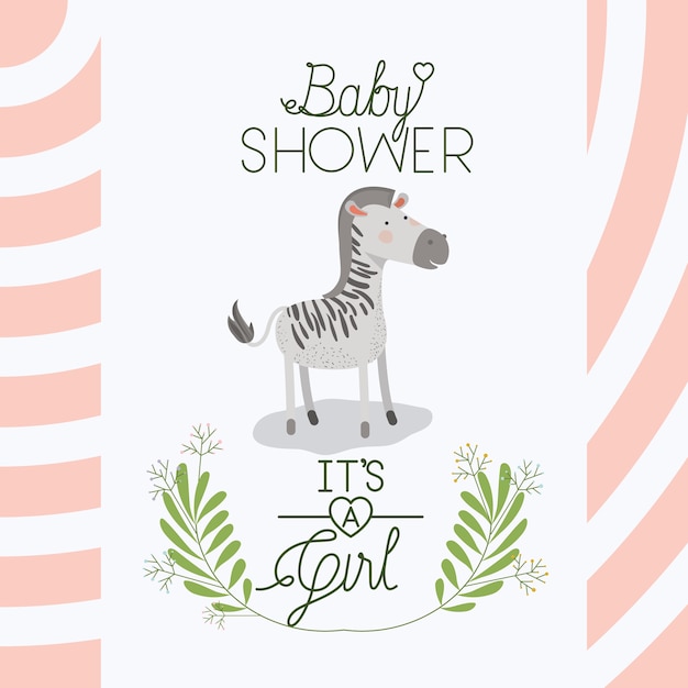 Premium Vector Baby Shower Card With Cute Zebra