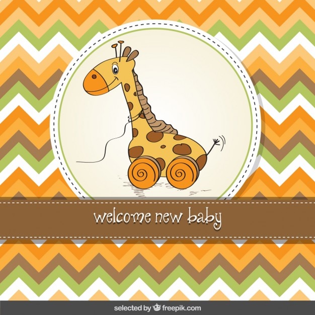 Download Free Vector | Baby shower card with giraffe toy