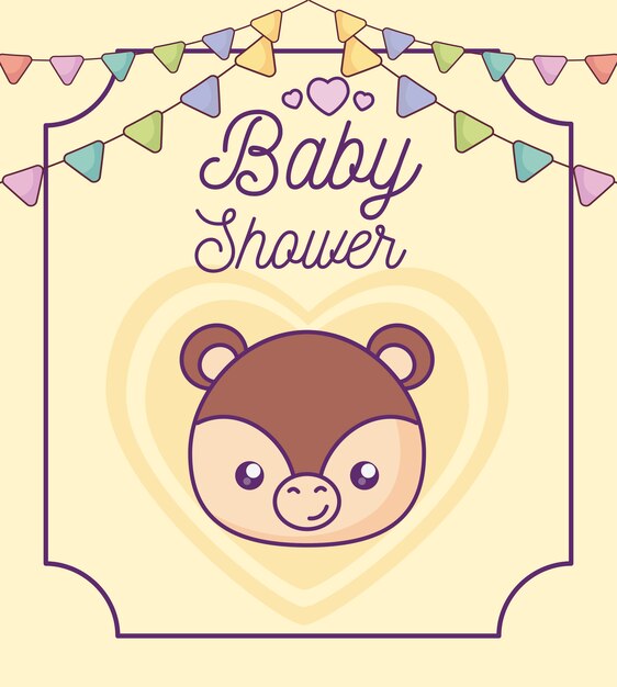 Baby shower card with head of cute monkey Vector | Premium ...