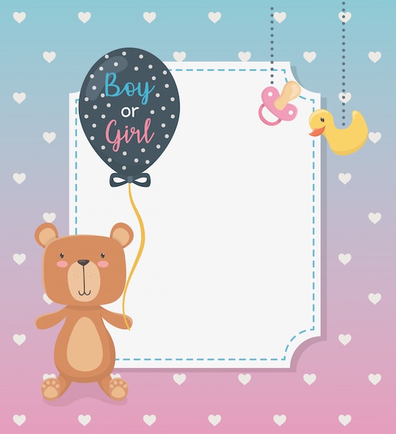 teddy bear holding balloons baby shower