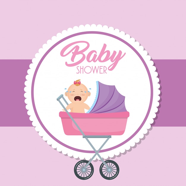 Download Free Vector | Baby shower card with little girl