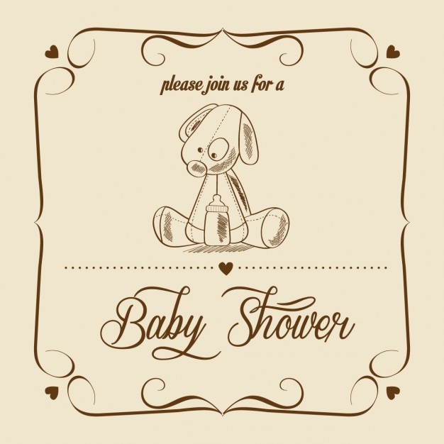 Baby shower card with retro toy
