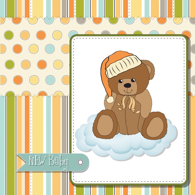 Download Premium Vector | Baby shower card with sleepy teddy bear