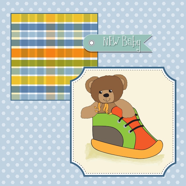 Download Baby shower card with teddy bear hidden in a shoe ...