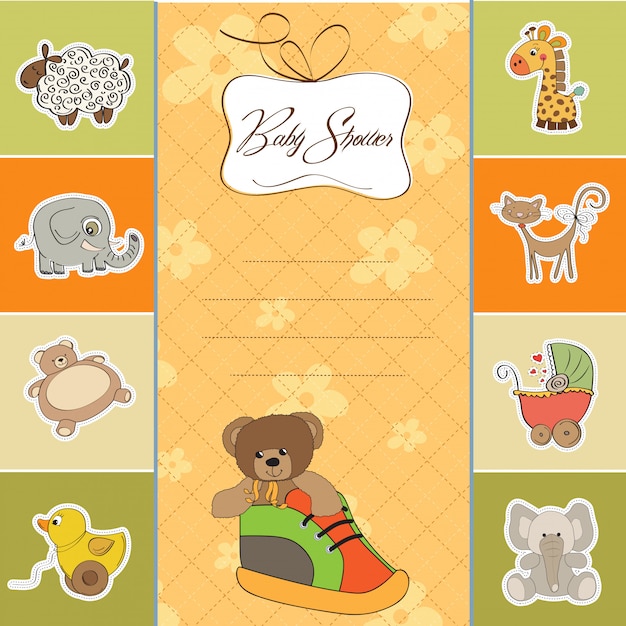 Download Baby shower card with teddy bear hidden in a shoe ...