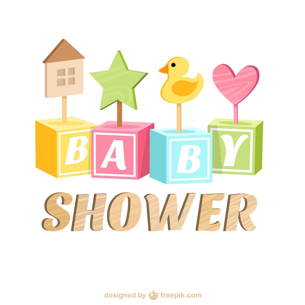 Download Free Vector | Baby shower card with wooden toys