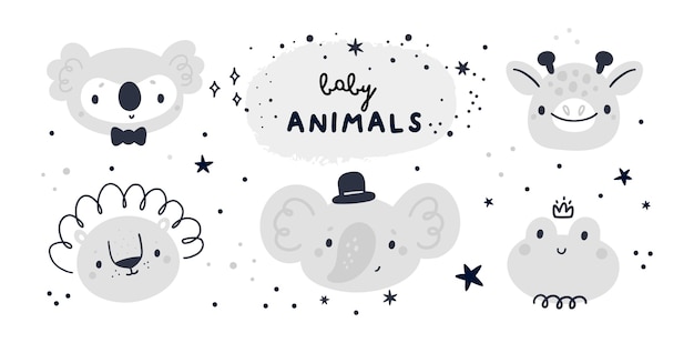 Premium Vector Baby Shower Collection With Cute Baby Animals