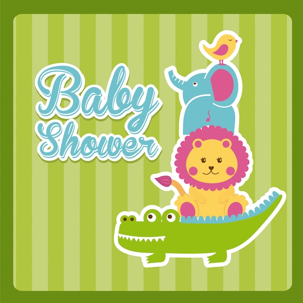 Premium Vector | Baby shower design over green background vector ...