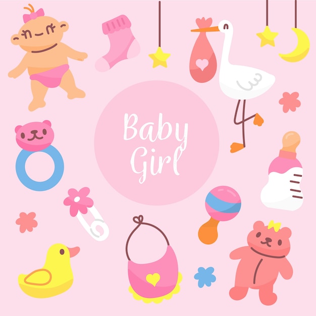 Premium Vector | Baby shower girl background