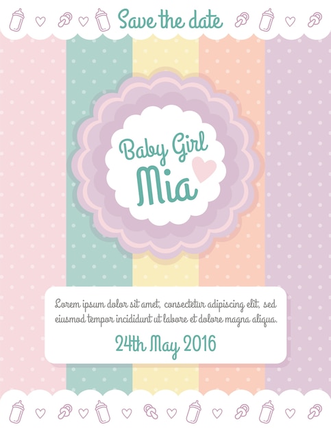 Baby shower greeting with dotted bands
