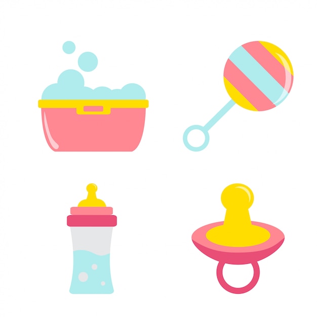 Premium Vector | Baby shower icon set vector