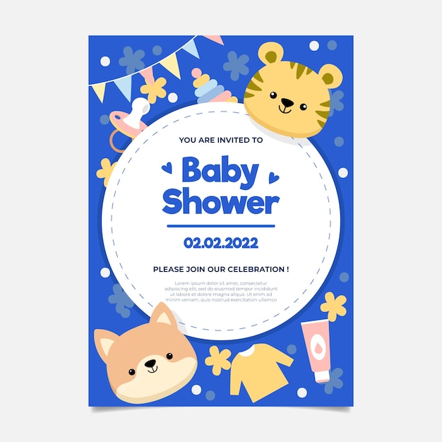 Download Baby shower invitation for baby boy | Free Vector
