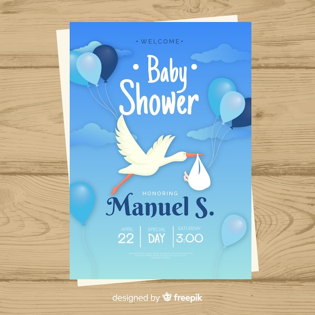 Free Vector Baby Shower Invitation Card Template