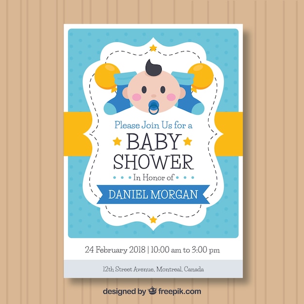 Baby shower invitation in flat style | Free Vector